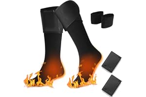GBOKYN Chaussettes chauffantes électriques pour homme et femme - Chaussettes thermiques électriques sans couture - Chaussettes d'hiver chaudes pour le camping, la pêche, le cyclisme, le ski, la chasse (noir)