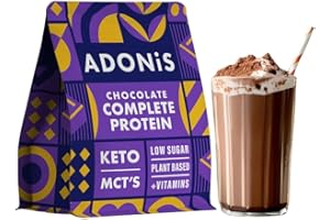 ADONiS Keto Protein Shake – Goût crémeux de chocolat – Faible en glucides Poudre de protéines de qualité supérieure pour le développement musculaire et la régénération – Parfait pour régime céto et