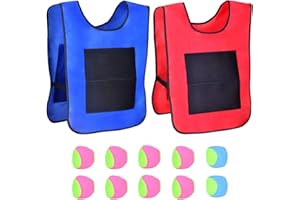 Queta Dodgeball Tag Gilets, 2 Gilet di Bersaglio Adesivi con 10 Palle di Cotone Che lanciano Il Gioco di Bersaglio