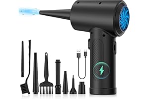 GOTAGS Souffleur Air Comprimé, Souffleur PC, Dépoussiérants Puissants électrique, Air Comprimé Duster,Plumeau à air électrique pour PC Duster avec Lumière LED pour Nettoyage PC, Maison