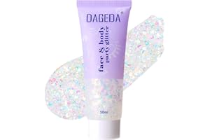 Prreal Body Glitter Gel, Holográfico para Rave Party, Accesorios de Maquillaje con Chunky Glitters para Face, Hair y Nails