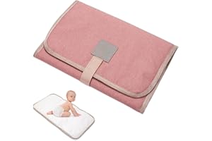MIKIULY Cambiador Bebe Portatil, Cambiador Bebe Portatil Impermeable, Cambiador Para Bebé, Almohadilla de Cuna para Bebé, Cambiador de Viaje, Ideal para Regalos Bebés Recién Nacidos, Rosa