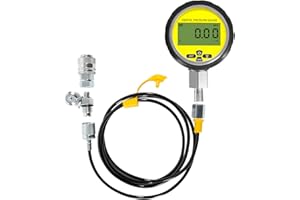 E-COWLBOY 10000PSI Digital Hydraulic Pressure Test Coupling Kit Pressure Gauge Manometer Tester for USA Brand Excavator 1 Gauge 1 Hose 2 Couplings Black Silicone Protector 1/4 Inch NPT Connector 700BAR/70Mpa
