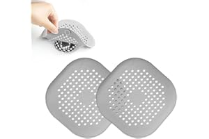 Dreamark Silikonowe sitko do włosów, do odpływu, z 4 przyssawkami, do łazienki, wanny, kuchni, umywalki i zlewozmywaka, 2 sztuki (szary, szary)