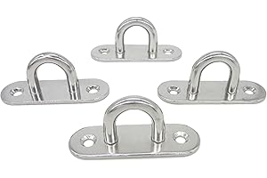 NOVSINO Gancio da soffitto o da parete in acciaio inox, fissaggio a vite M8, gancio a gancio, cinghia con occhiello per pad, punto di ancoraggio, confezione da 4