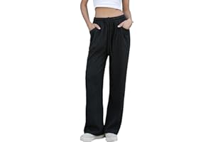 MGizo DtiSpectrum Pantalon de Survêtement Droit à Jambe Large pour Femme - Pantalon de Jogging Taille Haute Élastique avec Poches, Pantalon de Détente Léger