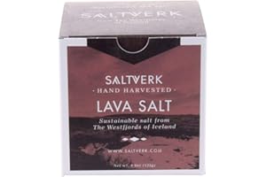 Saltverk Salt - Meersalzflocken mit Aktivkohle gefärbt | Sea Salt Flakes | 125 g | schwarzes, isländisches Feinschmecker-Salz