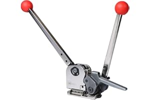 U.S. SOLID Reggiatrice manuale in acciaio per cinghia da 13 – 19 mm, set 3 in 1 con chiave, pinza crimpatrice e taglierina | Robusto per imballaggi in metallo