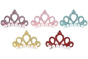 Tnfeeon 25PCS Crown Hair Clip for Pet, Colorful Shining Hairpin Grooming Accessories for Cat Medium Small Cat Dog