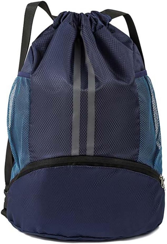 Mochila con cordón, bolsa de gimnasio de natación con compartimento para zapatos y bolsillo a prueba de humedad para mujeres y hombres, Azul marino 1 , Mochila con cordón