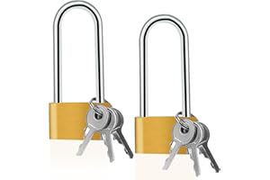 LOBVABA 2 Pezzi 30mm Lucchetto Con Arco Extra Lungo, Con 6 Chiavi, Maggiore Spazio di Sicurezza per Armadietto, Zaino, Porte e Finestre