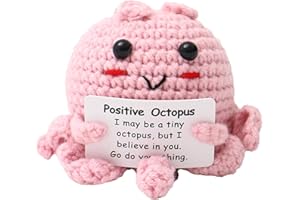 Yonuaret Divertente polpo positivo, polpo positivo all'uncinetto | Bambola Polpo Positivo Lavorata a Maglia con Carta di Incoraggiamento - Decorazioni tessute a mano, bambola all'uncinetto di supporto
