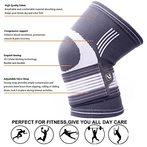 Liveup SPORTS Kompression Kniebandage mit verstellbaren Trägern Elastic Bandage für Arthritis Gelenkschmerzen und Verletzungen Recovery LS5676 - 3