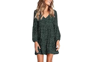 FFWTPY Vestito da Donna Maniche Lunghe Casual Abito Corto in Scollo V Elegante Moda Vestitino in Maglione a Pieghe Tunica Tinta Unita Abitino Primavera Autunno