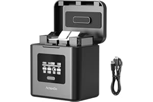 LIMETA 4-channel charger, 7000mAh Battery Charging Case Compatible with GoPro Hero Black 5/6/7/8/9/10/11/12 batteries and DJI Action 2/3/4/5 pro, fast charging, smart screen and app control