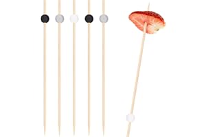 EXNIMA, 50, 100 y 300 Piezas Palillos de Cóctel, 12cm, Pinchos Decorativos Cócteles, Palillos para Fruta o Aperitivos, Ecológicos para Cocktail, Bambú, Fiestas, Canapés, Catering, Manualidades, Bola.