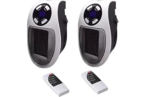 FRUNIMALL Mini Radiateur électrique céramique, Chauffage enfichable avec télécommande, radiateur soufflant électrique portable, radiateur prise murale faible consommation d'énergie (Blanc -2)