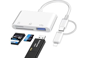 VECBMN Lecteur Carte SD iPhone, [Apple MFi Certified] 3 en 1 Lecteur de Carte SD pour iPhone, L-ecteur C-Arte S-D USB C pour i-Phone 15/14/iPad/MacBook Pro/Air/Samsung/Android