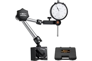Neoteck 0-20 mm Comparateur Mécanique avec 60kg Base Magnétique – Précision 0.01 mm pour Fraiseuse Tour Atelier – Support Articulé 3 Axes avec Réglage Fin, Acier Inoxydable pour Contrôle Planéité