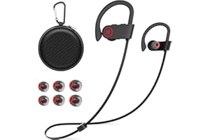 NUASI Casque Bluetooth Sans Fil Sport, Écouteur Bluetooth 5.3, Basses Stéréo HD, Étanchéité IPX7, Adapté à la Course à Pied Cyclisme Fitness Bureau, Noir