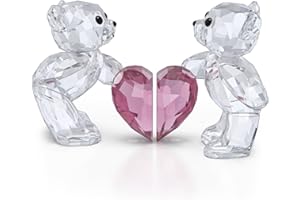 ‎SWAROVSKI Swarovski Kris Bär Traumpartner, Romantische Kristallfigur mit Rosa Herz und Strahlenden Kristallen, Größe: 4.3 x 3.6 x 6.6 cm