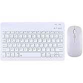 Şık Tasarımlı Bluetooth Kablosuz Klavye ve Mouse Seti | Android, iOS ve Windows Uyumlu | Şarj Edilebilir, Taşınabilir ve Sess