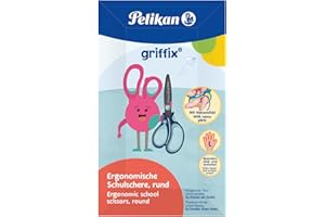 Pelikan, Griffix forbici con impugnatura ergonomica per mancini, sicure per i bambini, comode e resistenti Blue