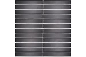 CONWIRE Baguettes mosaïque en céramique - Art moderne - Noir mat - Pour mur de cuisine et douche