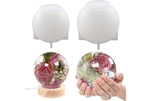 COJJ Lot de 2 moules en résine de silicone avec grandes sphères, 11,9 cm et 10,2 cm pour la conservation des fleurs, moules en résine époxy sans couture pour bricolage, fabrication de bougies