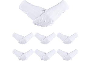 Yolev 6 Pairs White Stitched blended cotton Gloves Men Uniform Gloves Parade Costume Gloves Dress Gloves for Man Police Formal Tuxedo Guard Parade Costume