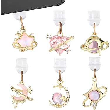 10 Bouchons Anti-poussière Type C Mignons - Forme Nœud Rose En Métal émaillé - Pour Téléphone Et Tablette