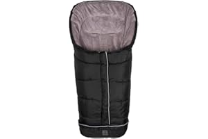 babycab Fußsack Lathi schwarz - für Kinderwagen & Buggys - für Winter/Herbst - 100(L) x 50(B) x 5(H) cm - wind- und wasserabweisend - Coralfleece - mit Gurtschlitzen zur Befestigung