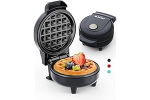 Waffle Maker Mini Small Compact Design, Breakfast Waffle Iron Machine Nonstick Coating, Snack Chaffle Hash Browns Round 4 Inch 550W, Grey BLAZANT