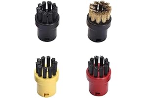 FIBOUND 4 Piezas Limpiadores Vapor Cepillo Redondo, Cepillos Limpiadores Vapor Nylon, Cabezal Cepillo Limpiadora Vapor, Redondo Limpiadores Vapor, para Accesorios Limpieza Karcher Serie SC (Cuatro Colores)