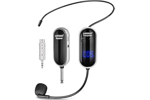 LOCOCO Wireless Microphone,UHF Microfono Archetto Senza Fili con Display Digitale, Trasmissione 50m, per Guida Turistica/Insegnamento/Fitness/Discorso