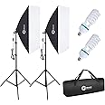 OMBAR Softbox-Set Fotografico per Studio Fotografico 50x70cm Professionale, con 135W 5500K Lampada Diurna E27 e Borsa per il 