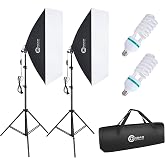 NEEWER RGB Softbox Kit d'éclairage avec Contrôle APP et 9 Modes d'Effet, 2 Ampoules LED Certifiées 24W CRI93 TLCI98 , Douille E27 en Porcelaine, 24 pour éclairage Studio Photographique, NK800