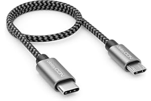 deleyCON 0,30m Kabel Adapter USB-C do Micro USB, Krótki 30 cm - Kabel ładujący i Danych - do Telefonu, Smartfona, Tabletu, Aparatu, ładowarki, Laptopa itp. - Czarny