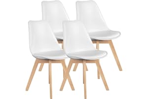 CEYIRO Chaises Salle à Manger, Chaise Scandinave Lot de 4,Idéal pour Salle à Manger,Salon,Cuisine,Chambre à Coucher (4, Blanc)