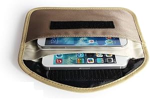 Mengshen Große Faraday Tasche, Signal Block Pouch kompatibel mit iPhone Samsung Smart Phone Autoschlüssel (Beige)