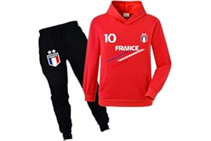 Xpialong Jogging Survêtement De Football France 2 étoiles Enfant Sweat à Capuche Avec Poche