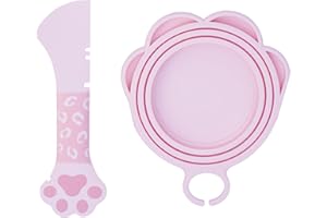 Meow&Woof Süßes Katzenfutter Abdeckung mit Löffel – ein Deckel und ein Löffel Pack (grau)