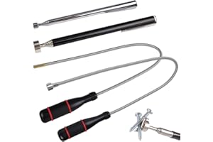 LUNZA 4 Pièces MagnéTiques TéLescopiques,Aimant Mecanique Flexible,Outil De Ramassage Aimanté,Outil De Ramassage MagnéTique Flexible,Tiges TéLescopiques MagnéTique pour Ramasser de Petites Pièces Voiture