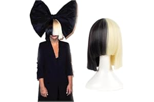 Queentas Half Blonde Black 2 Tone color Short Straight Bob Wig Pelucas sintéticas completas Pelucas de cosplay para mujeres niñas…