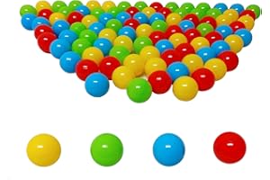 Bällebad24 Koenig-Tom Bolas de baño de bolas de 6 cm de diámetro, bolas de plástico, pelotas para bebé, bolas para baño de bolas (6 cm – 100 bolas, azul claro, amarillo, verde claro – rojo)