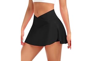 YARRCO Plissierter Tennisrock Damen mit Unterhose Tennis Faltenrock Kurz Hosenrock Golf Sport Workout Running Rock Sommerrock Minirock