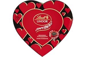 LINDT & SPRÜNGLI Lindt San Valentino Scatola Regalo Lindor Cioccolatini a Forma di Cuore al Cioccolato Fondente, in confezione 96g