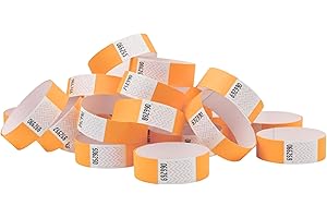 FUN FAN LINE - Pack 200 Pulseras Tyvek Identificativas 19mm x 258mm | Numeradas, Intransferibles y Resistentes al Agua | Pulseras de Control para Eventos, Discotecas y Fiestas (Naranja)