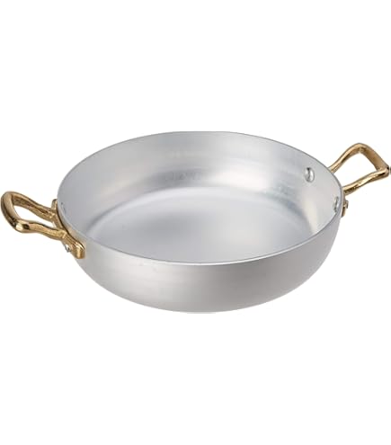 Pentole Agnelli Aluminium professionele stralende koekenpan, 5 mm, dik, met stalen buishandgreep, diameter 36 cm, zilver