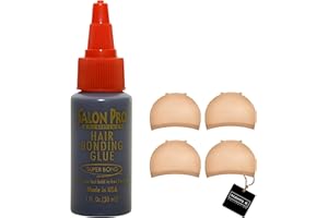 MAHN K COLLECTION Hair Bonding Glue & 2 Packs Mahn K HD Wig Caps - Salon Pro Hair Bonding Glue Black 30ml - Strong Hair Glue for Hair Extensions, Weaves, Wigs & Lace Front Styles - Bonding Glue for Professional Results